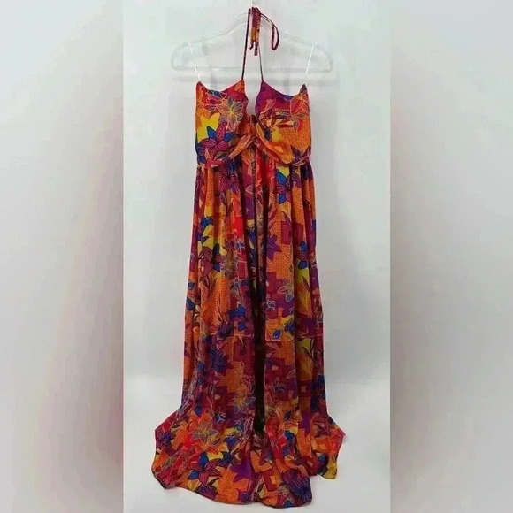 NWT Designer Brian Dales Halter MaxiDress Size 44 Multi Color